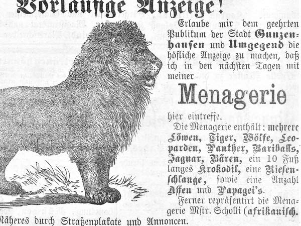 Menagerie 1880 | Quelle: Stadtarchiv Gunzenhausen